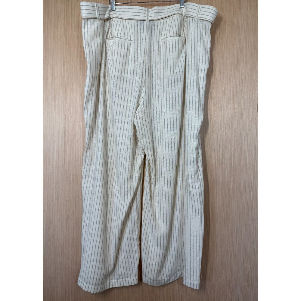 NEW Lane Bryant Linen Blend Pinstripe Wide Leg Pants Size 24R Belt Office Travel - Picture 5 of 12